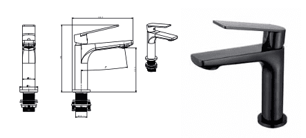 grifo-bano-Glory-cotas grifo Glory medidas